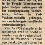 1992-05-18 DAW Ad en Bertha van As Verzetspaar krijgt Joodse onderscheiding
