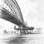 Dutch fly in formation under Sydney Harbour Bridge - May 1942